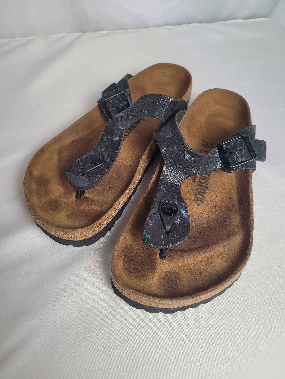 Birkenstock Gizeh Metallic Sparkle Black Thong Sandal Size 41 US 10